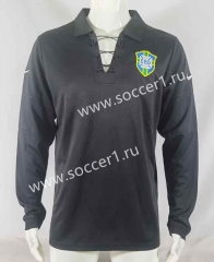 Retro Version 2004 Brazil Black LS Thailand Soccer Jersey AAA-503
