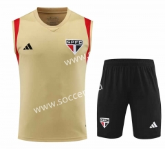2023-2024 Sao Paulo Futebol Clube Khaki Thailand Soccer Vest Uniform-418