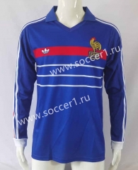 Retro Version 82-84 France Home Blue LS Thailand Soccer Jersey AAA-503