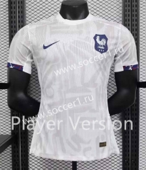 Player Version 2023-2024 France Away White Thailand Soccer Jersey AAA-888