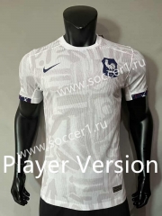 Player Version 2023-2024 France Away White Thailand Soccer Jersey AAA-4691
