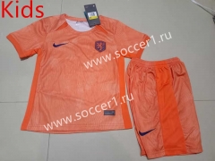 2023-2024 Netherlands Home Orange Kids/Youth Soccer Uniform-507