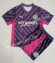 2023-2024 Manchester City Goalkeeper Purple Soccer Uniform-AY