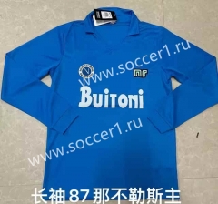 Retro Version 86-87 Napoli Home Blue LS Thailand Soccer Jersey AAA-422