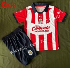 2023-2024 Deportivo Guadalajara Home Red&White Kid/Youth Soccer Unifrom-912
