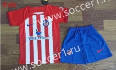 2023-2024 Atletico Madrid Home Red&White Youth/Kids Soccer Uniform-709