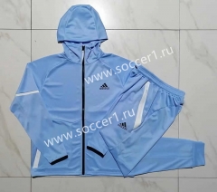 2023-2024 Light Blue Thailand Soccer Jacket Uniform-815