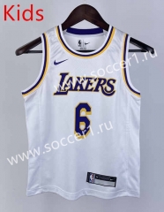 Los Angeles Lakers White #6 Young Kids NBA Jersey-311