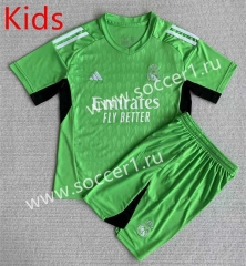 2023-2024 Real Madrid Goalkeeper Green Kids/Youth Soccer Uniform-AY