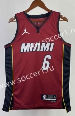 2023-2024 Jordan Version Miami Heat Dark Red #6 NBA Jersey-311