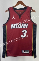 2023-2024 Jordan Version Miami Heat Dark Red #3 NBA Jersey-311