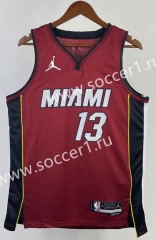 2023-2024 Jordan Version Miami Heat Dark Red #13 NBA Jersey-311