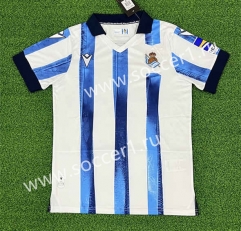(S-4XL) 2023-2024 Real Sociedad Home Blue&White Stripe Thailand Soccer Jersey AAA-403