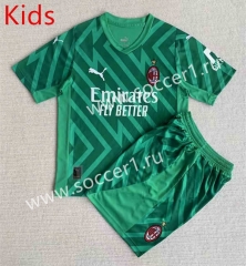 2023-2024 AC Milan Goalkeeper Green Kids/Youth Soccer Uniform-AY