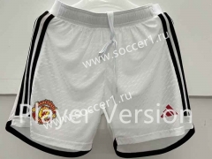 Player Version 2023-2024 Manchester United White Thailand Soccer Shorts-6886
