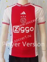 Player Version 2023-2024 Ajax Home Red&White Thailand Soccer Jersey AAA-807