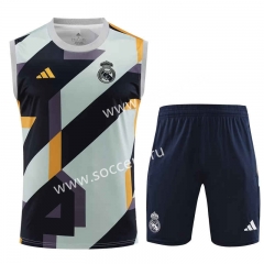 2023-2024 Real Madri Grey&Blue Thailand Soccer Vest Uniform-418
