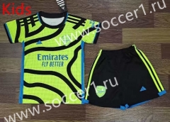 2023-2024 Arsenal Away Fluorescent Green Kids/Youth Soccer Uniform-709