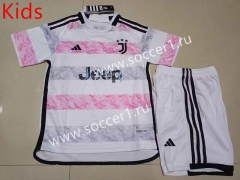 2023-2024 Juventus Away White&Pink Kids/Youth Soccer Uniform-507