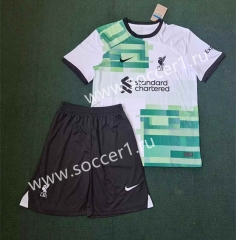 2023-2024 Correct Version Liverpool Away White Soccer Uniform-3454