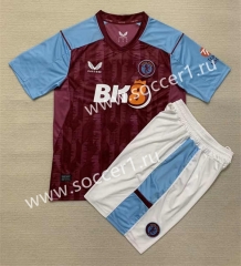 2023-2024 Aston Villa Home Red&Blue Soccer Uniform-AY