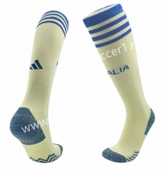 2023-2024 Italy Away Beige&White Thailand Soccer Socks-B405