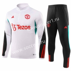 (S-3XL) 2023-2024 Manchester United White Thailand Soccer Tracksuit-GDP