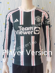 Player Version 2023-2024 Manchester United Away Green&White LS Thailand Soccer jersey AAA-807