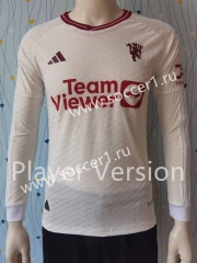 Player Version 2023-2024 Manchester United 2nd Away White LS Thailand Soccer jersey AAA-807