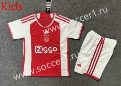 2023-2024 Ajax Home Red&White Kid/Youth Soccer Uniform-6748