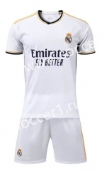(Without Brand Logo) 2023-2024 Real Madrid Home White Soccer Uniform-9031