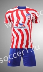 (Without Brand Logo) 2023-2024 Atletico Madrid Home Red&White Soccer Uniform-1506