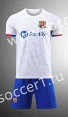 (Without Brand Logo) 2023-2024 Barcelona Away White Soccer Uniform-1506