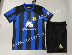 (Without Brand Logo) 2023-2024 Inter Milan Home Blue&Black Soccer Uniform-1506