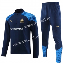 2023-2024 Olympique de Marseille Royal Blue Thailand Soccer Tracksuit-4627