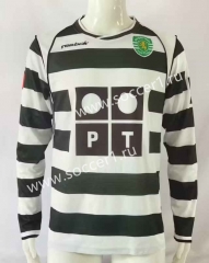 Retro Version 01-03 Sporting Clube de Portugal White&Green LS Thailand Soccer Jersey AAA-503