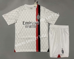 (Without Brand logo) 2023-2024 AC Milan Away White Soccer Uniform-9031