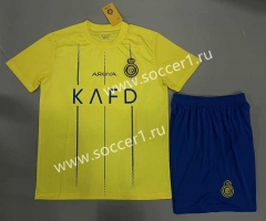 (Without Brand Logo) 2023-2024 Al-Nassr FC Home Yellow Soccer Unifrom-9031