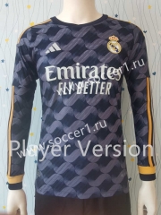 Player Version 2023-2024 Real Madrid Away Blue Thailand LS Soccer Jersey AAA-807
