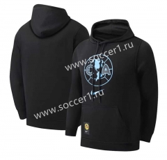 (S-3XL) Club América Black Fleece Thailand Soccer Tracksuit Top With Hat-CS