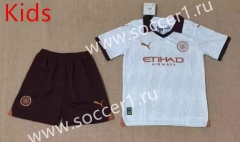 2023-2024 Manchester City Away White Kid/Youth Soccer Uniform