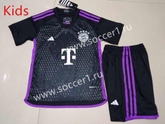 2023-2024 Bayern München Away Black Kids/Youth Soccer Uniform-507