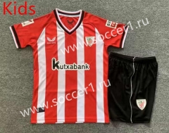 2023-2024 Athletic Bilbao Home Red&White Stripe Kids/Youth Soccer Unifrom-7809