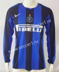 Retro Version 09-10 Inter Milan Home Blue&Black LS Thailand Soccer Jersey AAA-503