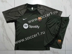 2023-2024 Barcelona Dark Green Short-sleeved Thailand Soccer Tracksuit -815