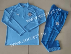 2023-2024 Manchester City Blue Thailand Soccer Tracksuit Uniform-GDP