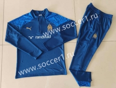 2023-2024 Olympique de Marseille Cyan Blue Thailand Soccer Tracksuit-GDP