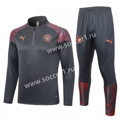 2023-2024 Manchester City Gray (Inkjet Front) Thailand Soccer Tracksuit Uniform-815