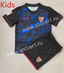 2023-2024 Sevilla 2nd Away Blue&Black Kids/Youth Soccer Uniform-AY