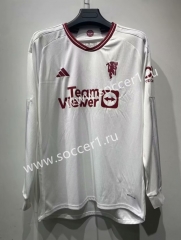 2023-2024 Manchester United Away White LS Thailand Soccer Jersey AAA-422